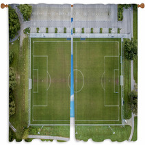 Aerial View Of Empty Soccer Field In Europe Window Curtains 170934252