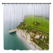 Aerial View On The Steep Coast Of Normandy Bath Decor 65710193