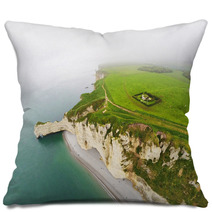 Aerial View On The Steep Coast Of Normandy Pillows 65710193