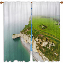 Aerial View On The Steep Coast Of Normandy Window Curtains 65710193