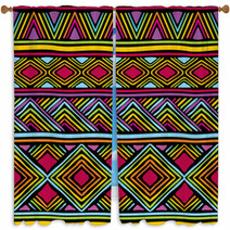 African Line Pattern Window Curtains 90812657