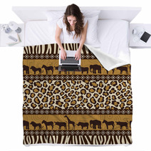 African Style Seamless Pattern With Wild Animals Blankets 30655499