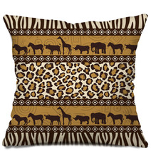 African Style Seamless Pattern With Wild Animals Pillows 30655499