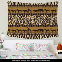 African Style Seamless Pattern With Wild Animals Wall Art 30655499