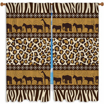 African Style Seamless Pattern With Wild Animals Window Curtains 30655499