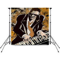 Afro American Jazz Pianist Backdrops 59817421