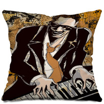 Afro American Jazz Pianist Pillows 59817421