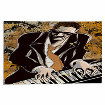 Afro American Jazz Pianist Rugs 59817421