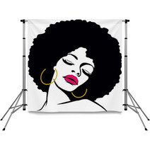 Afro Hair Hippie Woman Pop Art Backdrops 48848511