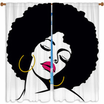 Afro Hair Hippie Woman Pop Art Window Curtains 48848511