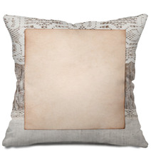 Aged Paper And Linen Fabric On The Old Wood Pillows 57856572