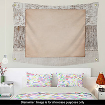 Aged Paper And Linen Fabric On The Old Wood Wall Art 57856572