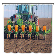 Agricultural Tractor Sowing And Cultivating Field Bath Decor 63902663