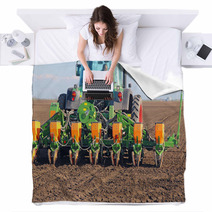 Agricultural Tractor Sowing And Cultivating Field Blankets 63902663