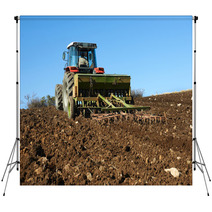 Agricultural Tractor Sowing Seeds Backdrops 58616879