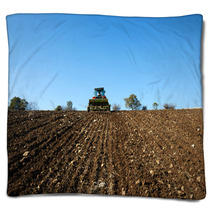 Agricultural Tractor Sowing Seeds Blankets 59048712