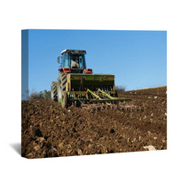 Agricultural Tractor Sowing Seeds Wall Art 58616879