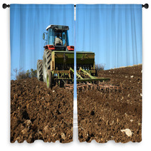 Agricultural Tractor Sowing Seeds Window Curtains 58616879