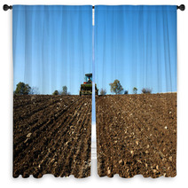 Agricultural Tractor Sowing Seeds Window Curtains 59048712