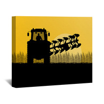 Agriculture Tractor Plowing The Land In Cultivated Country Grain Wall Art 56204998