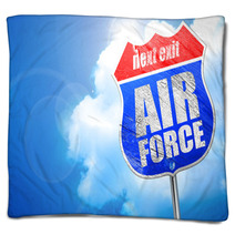 Air Force 3d Rendering Blue Street Sign Blankets 117123513