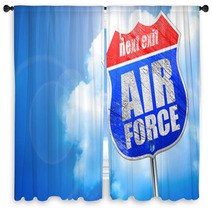 Air Force 3d Rendering Blue Street Sign Window Curtains 117123513