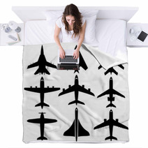 Aircraft Silhouettes Blankets 122967291