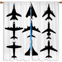 Aircraft Silhouettes Window Curtains 122967291