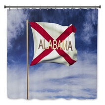 Alabama Flag With Title Waving In The Wind Looping Sun Rises Bath Decor 80201108