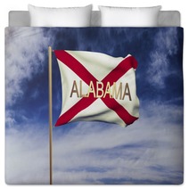 Alabama Flag With Title Waving In The Wind Looping Sun Rises Bedding 80201108