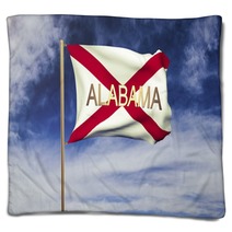Alabama Flag With Title Waving In The Wind Looping Sun Rises Blankets 80201108