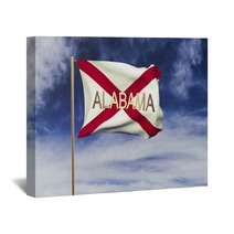 Alabama Flag With Title Waving In The Wind Looping Sun Rises Wall Art 80201108