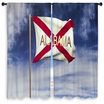 Alabama Flag With Title Waving In The Wind Looping Sun Rises Window Curtains 80201108