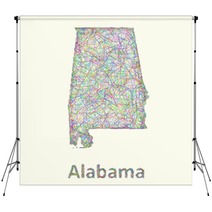 Alabama Line Art Map Backdrops 83962533