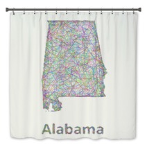 Alabama Line Art Map Bath Decor 83962533