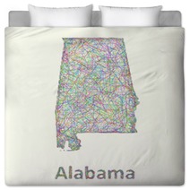 Alabama Line Art Map Bedding 83962533