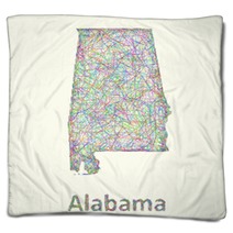 Alabama Line Art Map Blankets 83962533