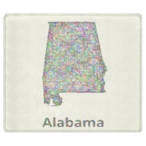 Alabama Line Art Map Rugs 83962533