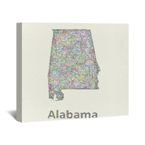 Alabama Line Art Map Wall Art 83962533