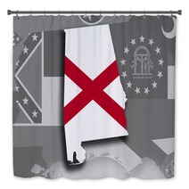 Alabama Map And Flag Bath Decor 142999089