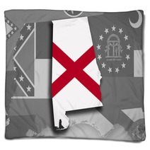 Alabama Map And Flag Blankets 142999089
