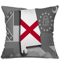 Alabama Map And Flag Pillows 142999089