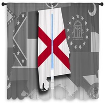 Alabama Map And Flag Window Curtains 142999089