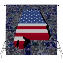 Alabama Map Flag On Dollars Illustration Backdrops 92444487