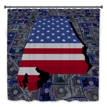 Alabama Map Flag On Dollars Illustration Bath Decor 92444487