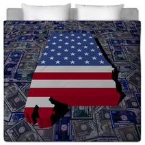 Alabama Map Flag On Dollars Illustration Bedding 92444487