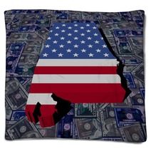 Alabama Map Flag On Dollars Illustration Blankets 92444487