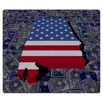 Alabama Map Flag On Dollars Illustration Rugs 92444487