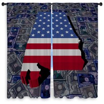 Alabama Map Flag On Dollars Illustration Window Curtains 92444487