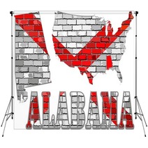 Alabama On A Brick Wall Illustration Alabama Flag Painted On Brick Wall Font With The Alabama Flag Alabama Map On A Brick Wall Backdrops 134154743